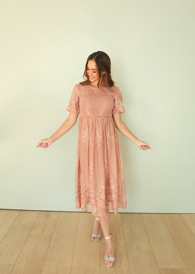 Mabel Mauve Embroidered Maxi Dress