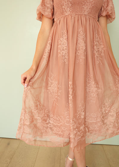 Mabel Mauve Embroidered Maxi Dress