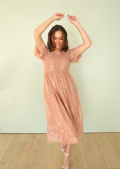 Mabel Mauve Embroidered Maxi Dress