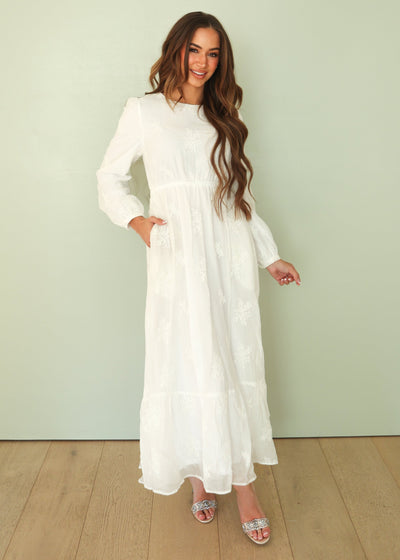 Anna White Embroidered Maxi Dress