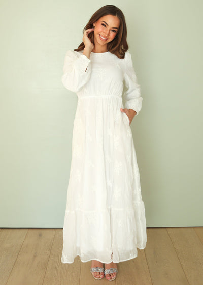 Anna White Embroidered Maxi Dress