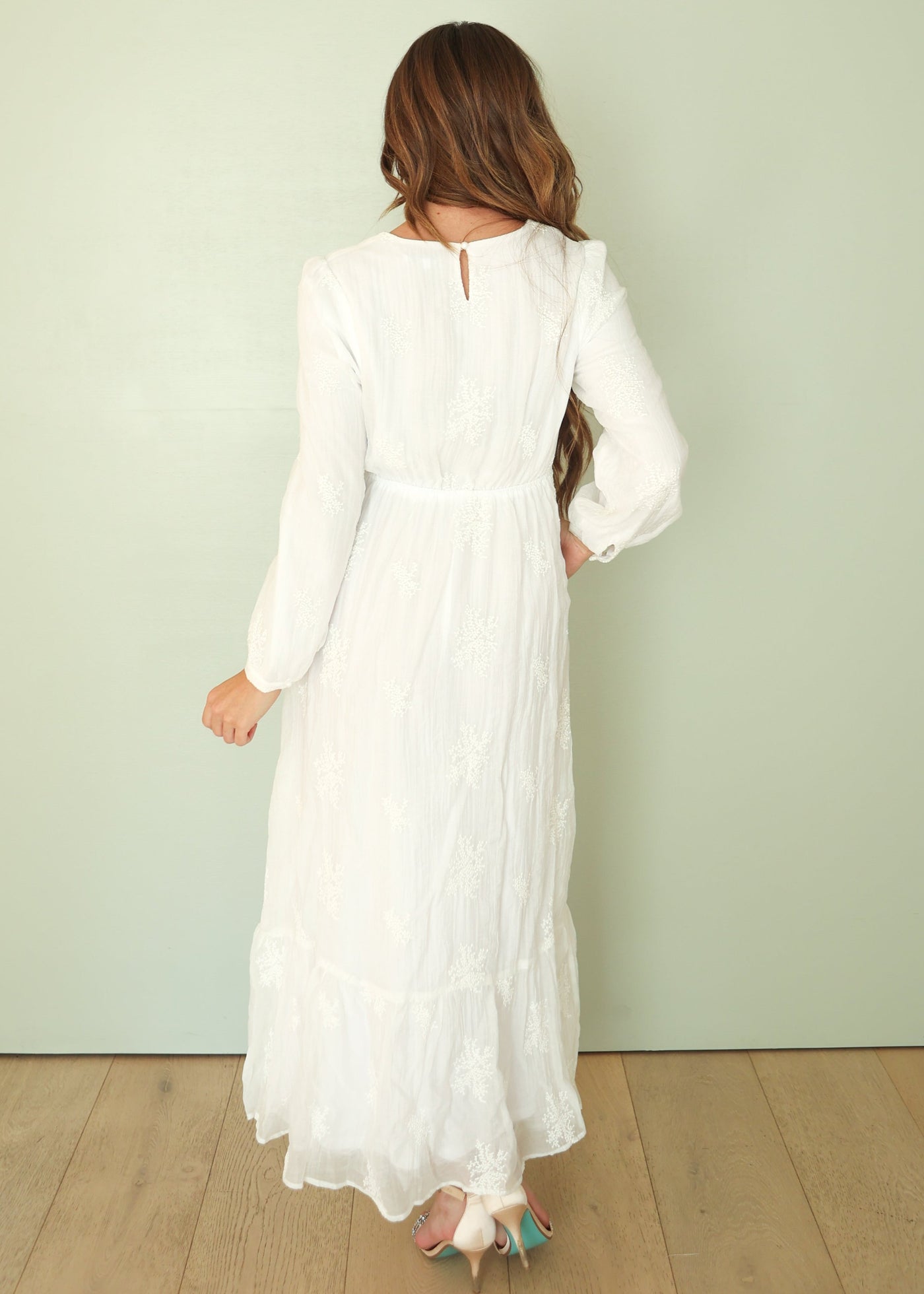 Anna White Embroidered Maxi Dress