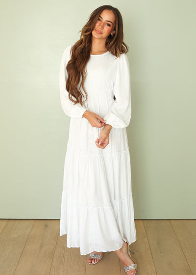 Amber White Embroidered Maxi Dress