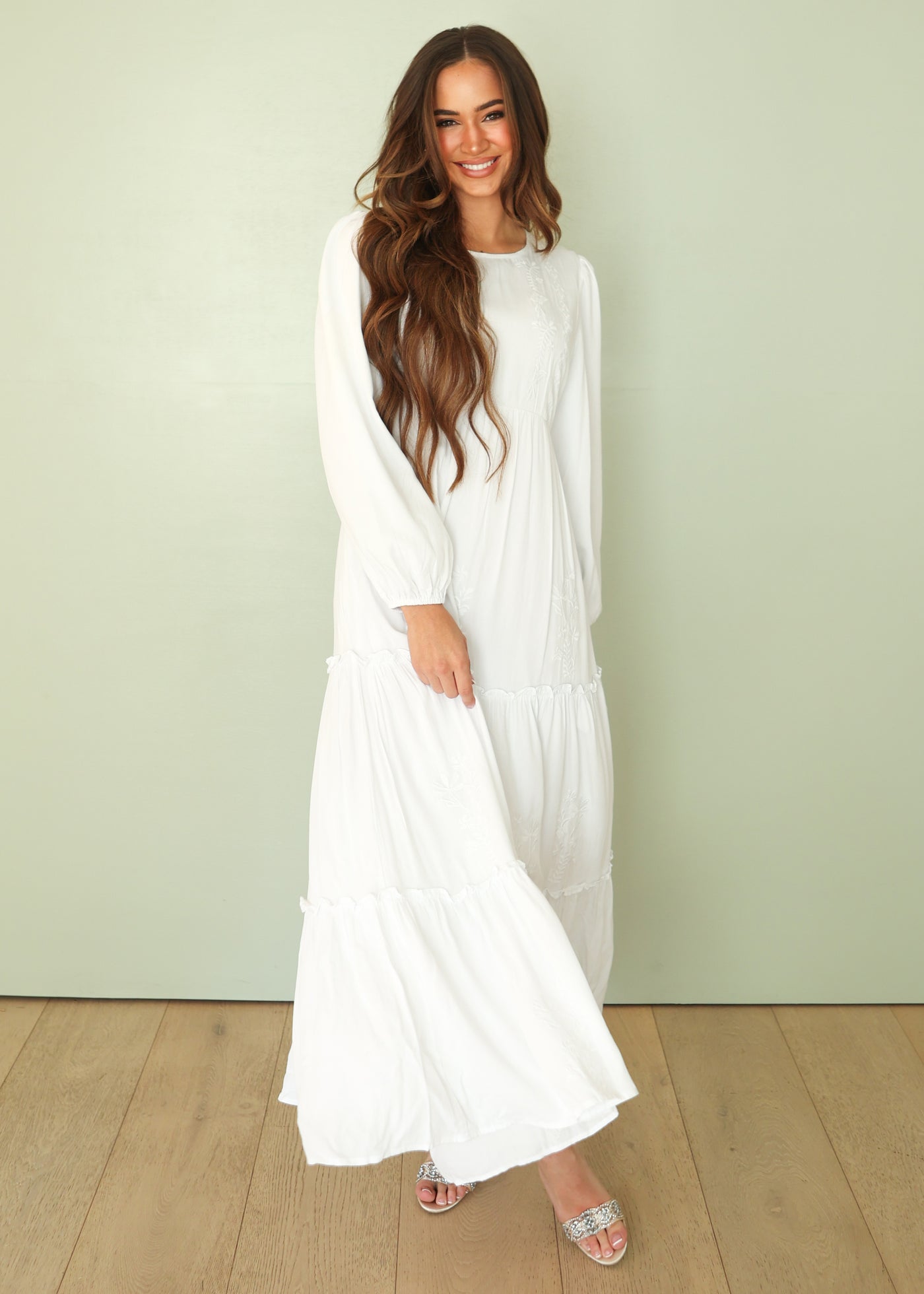 Amber White Embroidered Maxi Dress