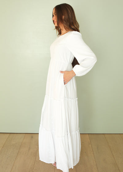 Amber White Embroidered Maxi Dress