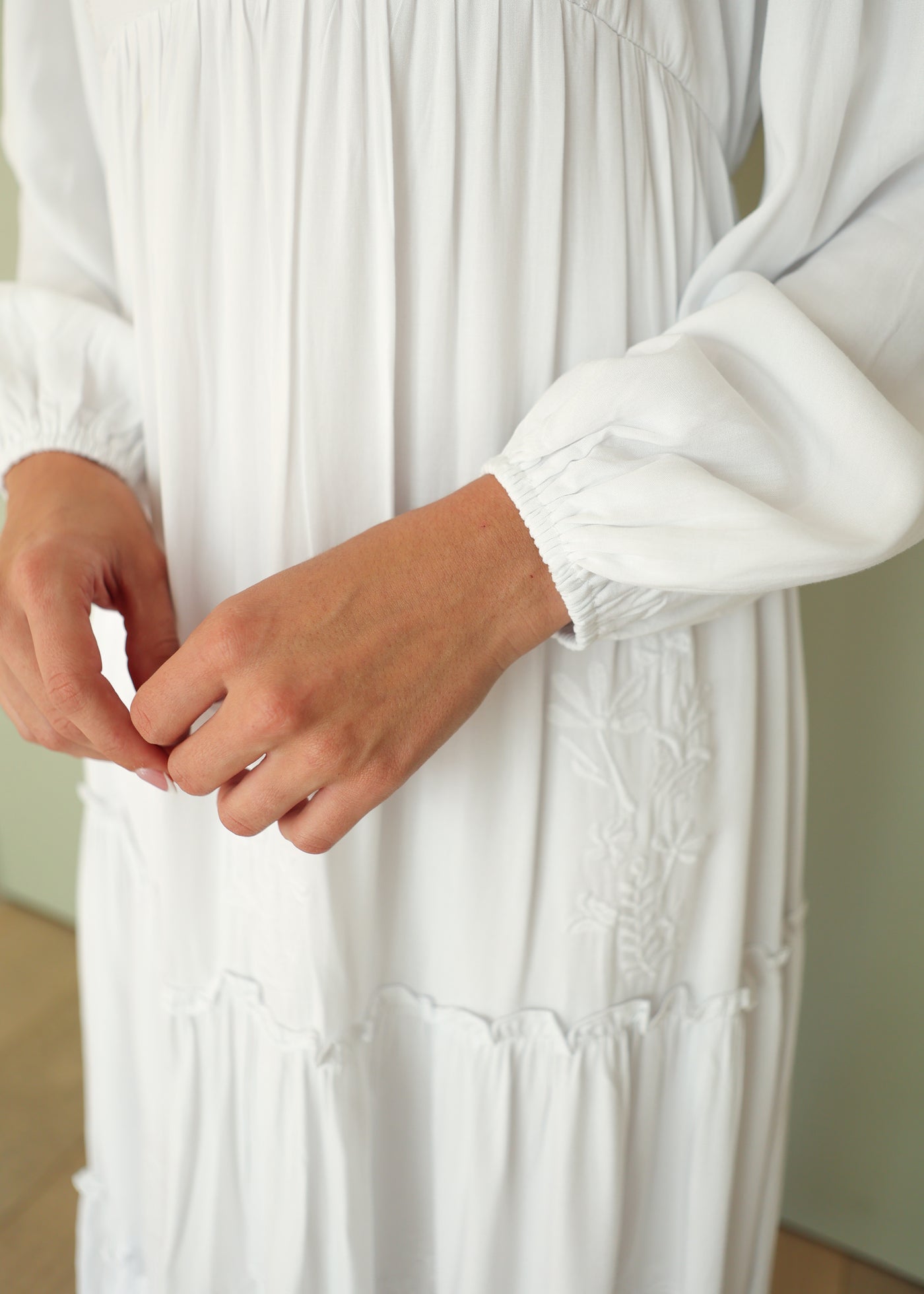 Amber White Embroidered Maxi Dress