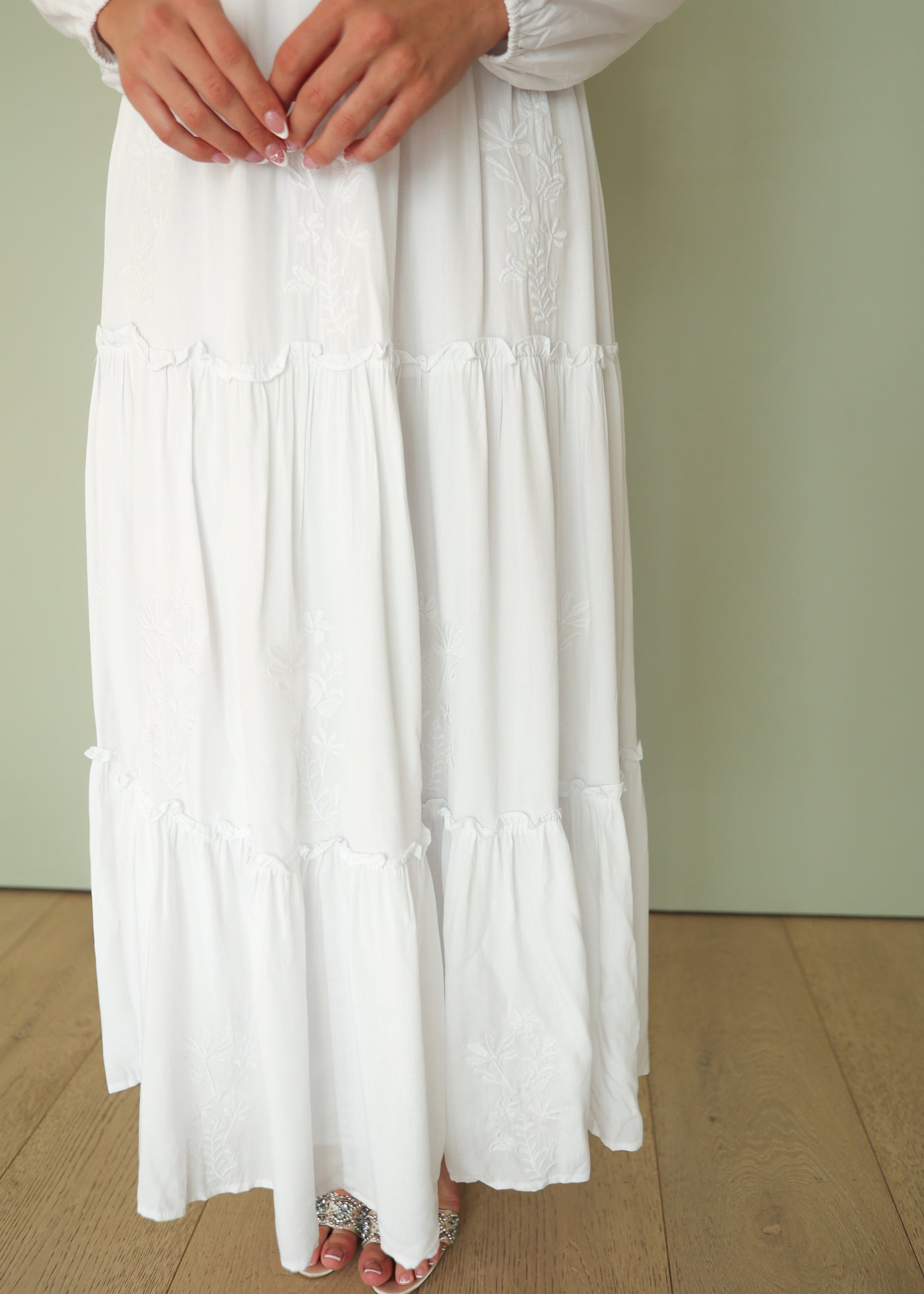 Amber White Embroidered Maxi Dress