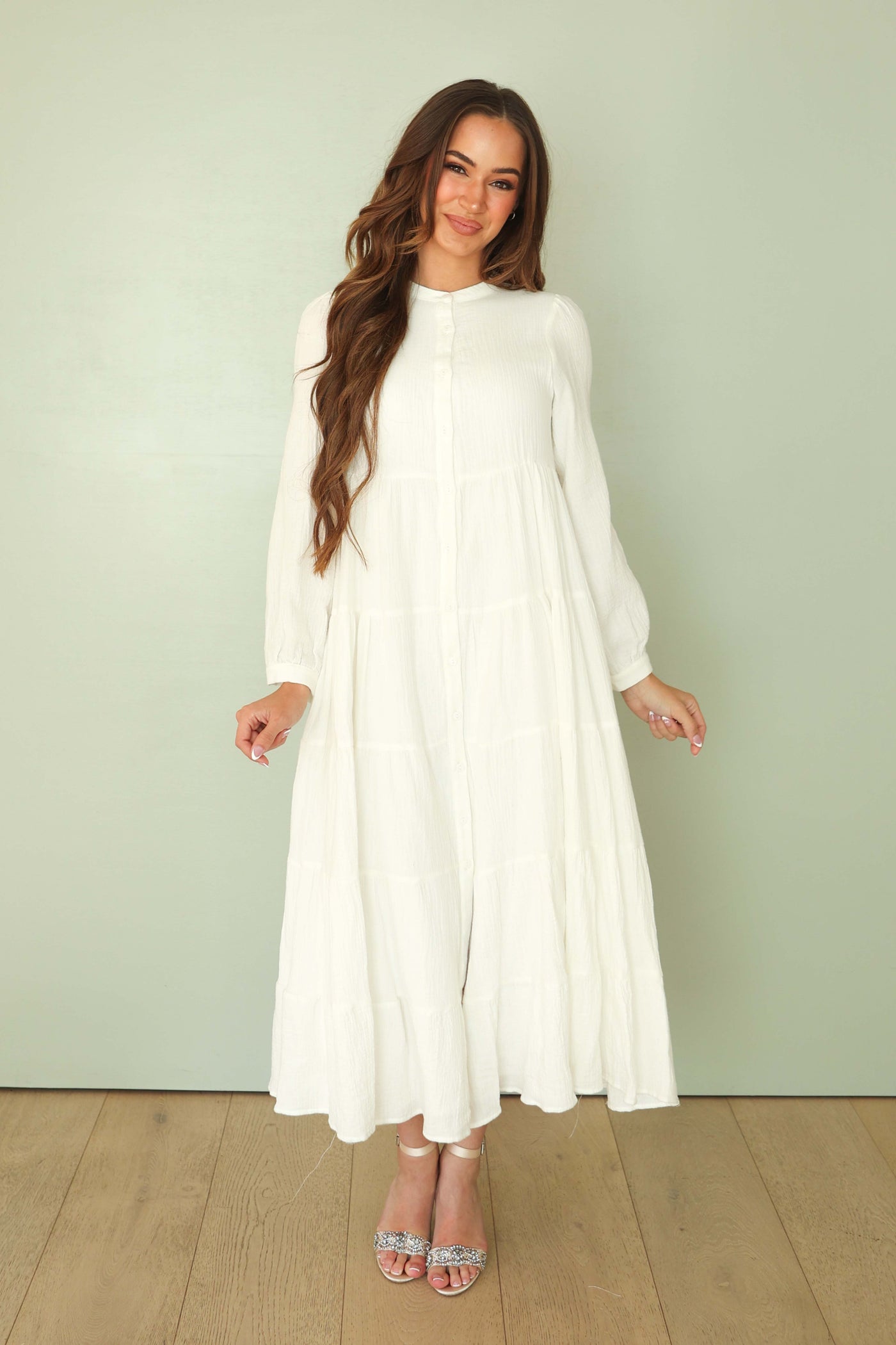 Eden Tiered White Dress - Nursing Friendly - FINAL FEW