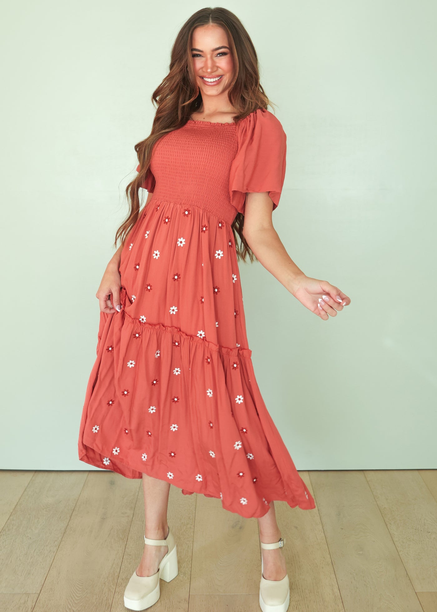 Betsy Fall Flower Embroidered Dress