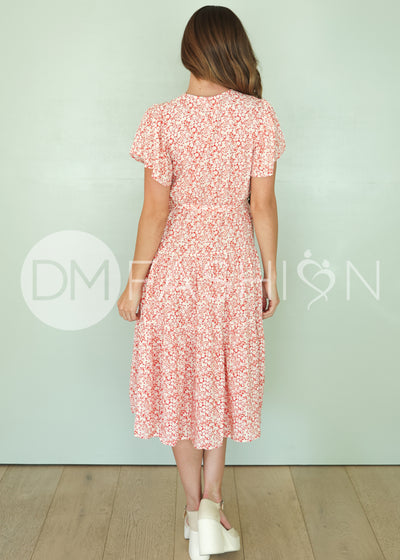 Tessa Brick Floral Dress - DM Exclusive - Maternity Friendly