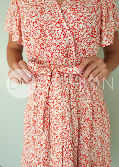 Tessa Brick Floral Dress - DM Exclusive - Maternity Friendly