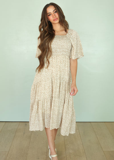 Naomi Floral Dress - CREAM - Maternity Friendly - FINAL FEW - FINAL SALE