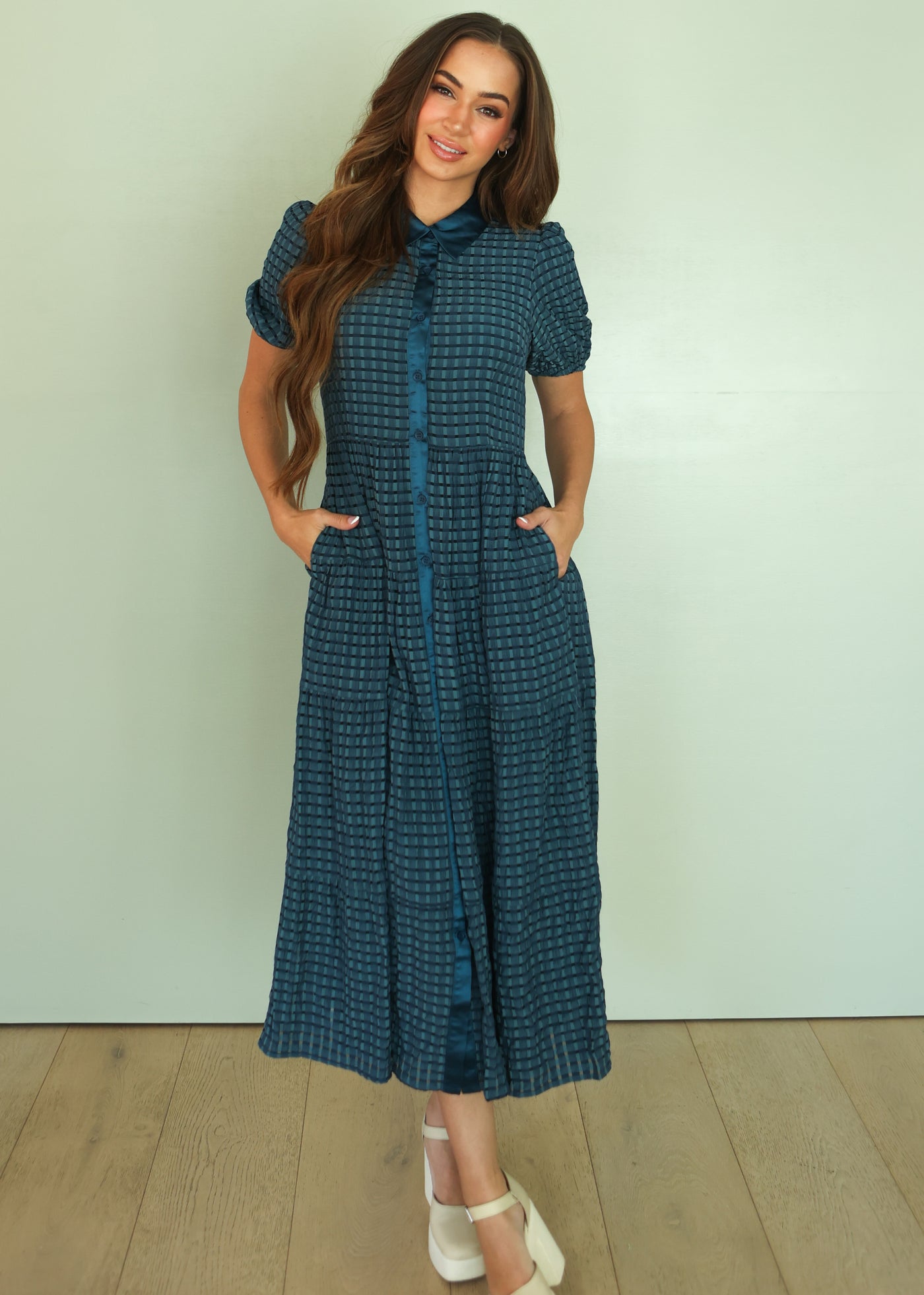 Maeve Blue Plaid Dress