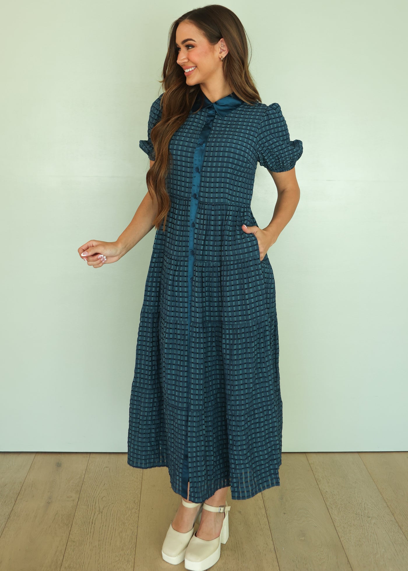 Maeve Blue Plaid Dress