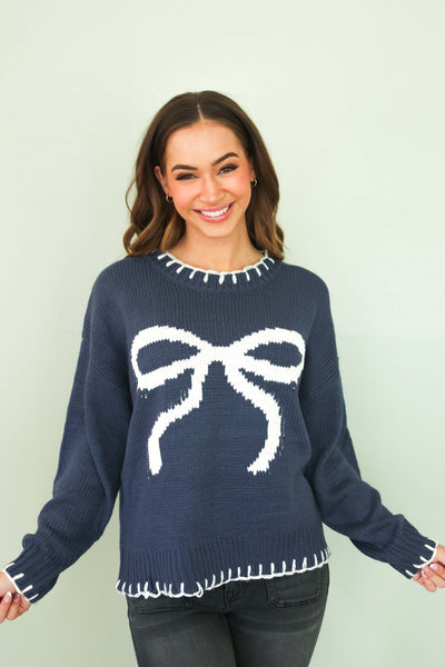 Say You Love Me Bow Sweater - FINAL SALE
