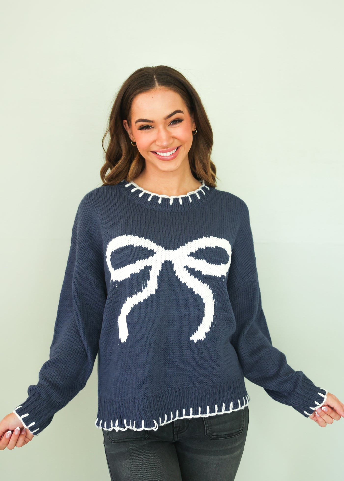 Say You Love Me Bow Sweater - FINAL SALE