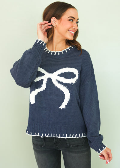 Say You Love Me Bow Sweater - FINAL SALE