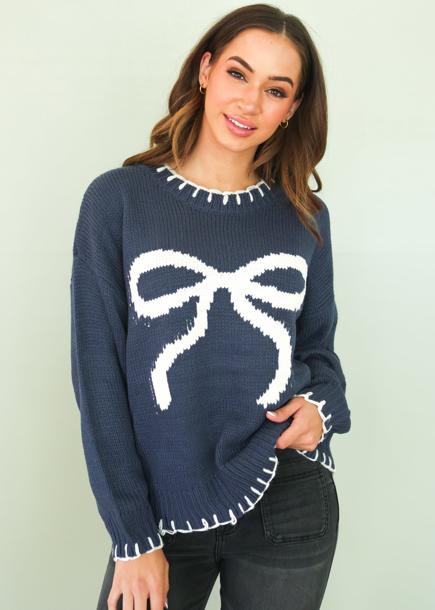 Say You Love Me Bow Sweater - FINAL SALE