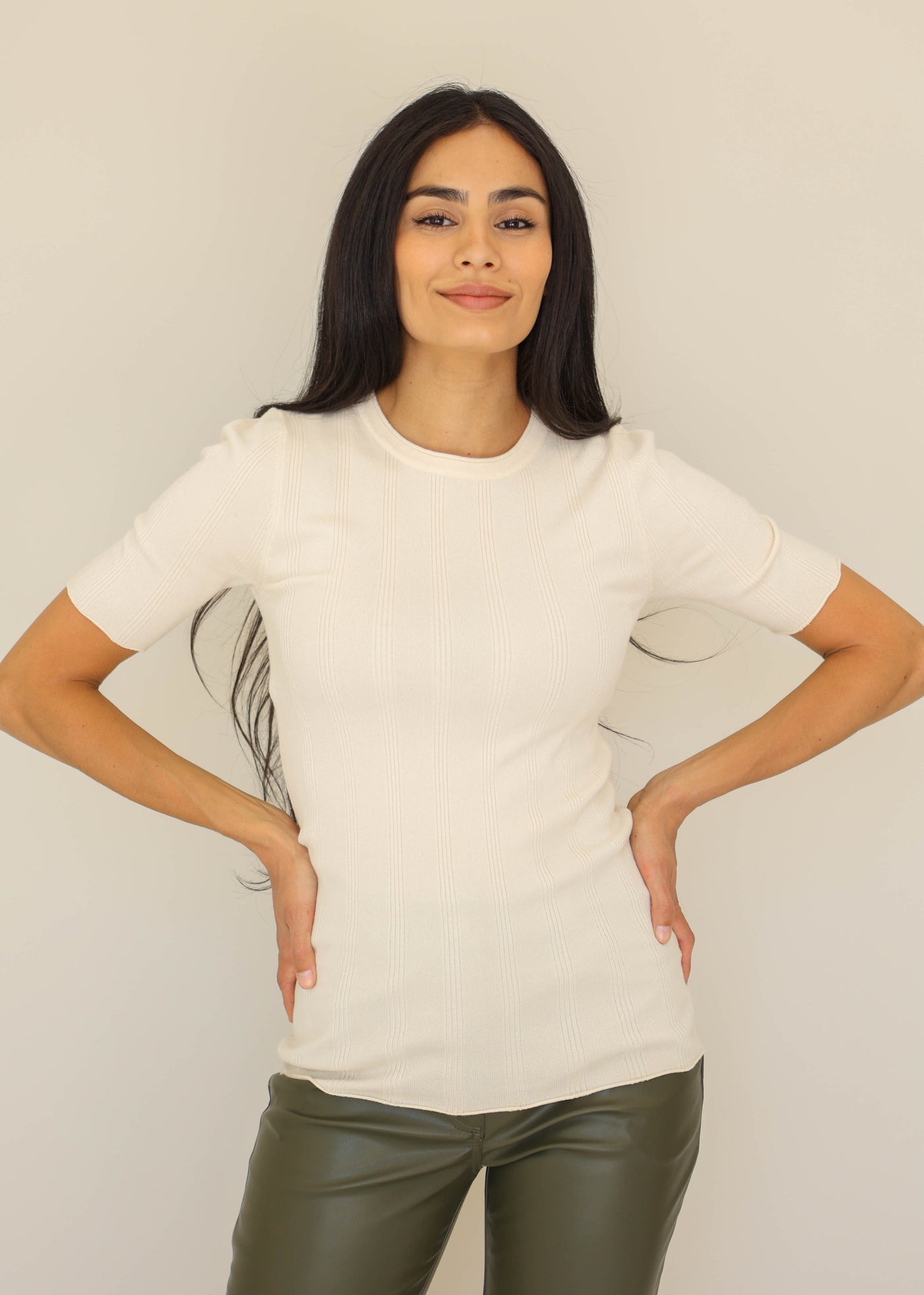 All Of Me Ribbed Ivory Sweater Top