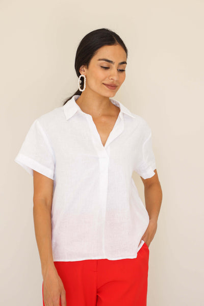 Boston White Linen Blouse - FINAL SALE
