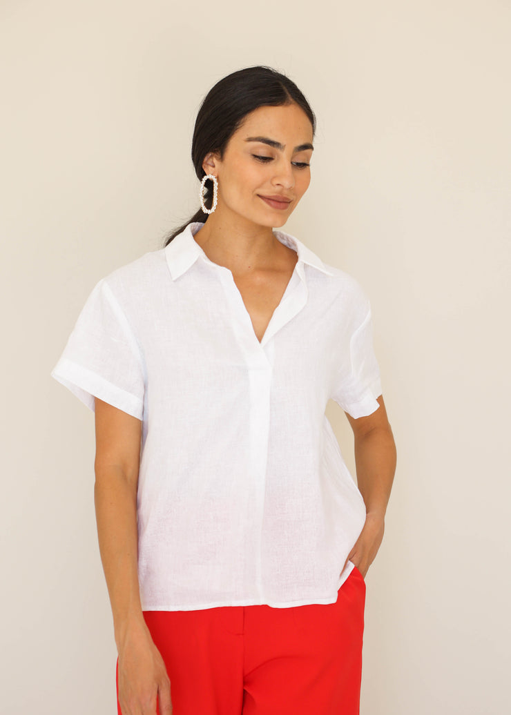 Boston White Linen Blouse