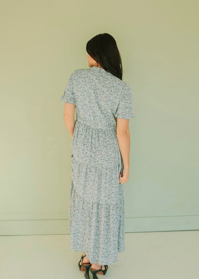 Fallon Dusty Blue Floral Dress - FINAL FEW - FINAL SALE