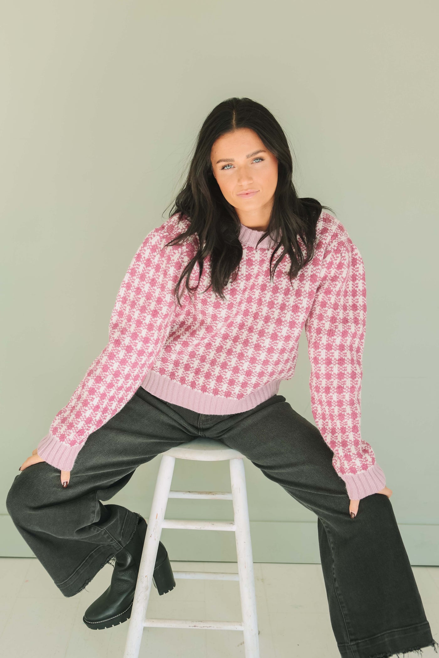 Clueless Orchid Check Pattern Sweater - FINAL SALE