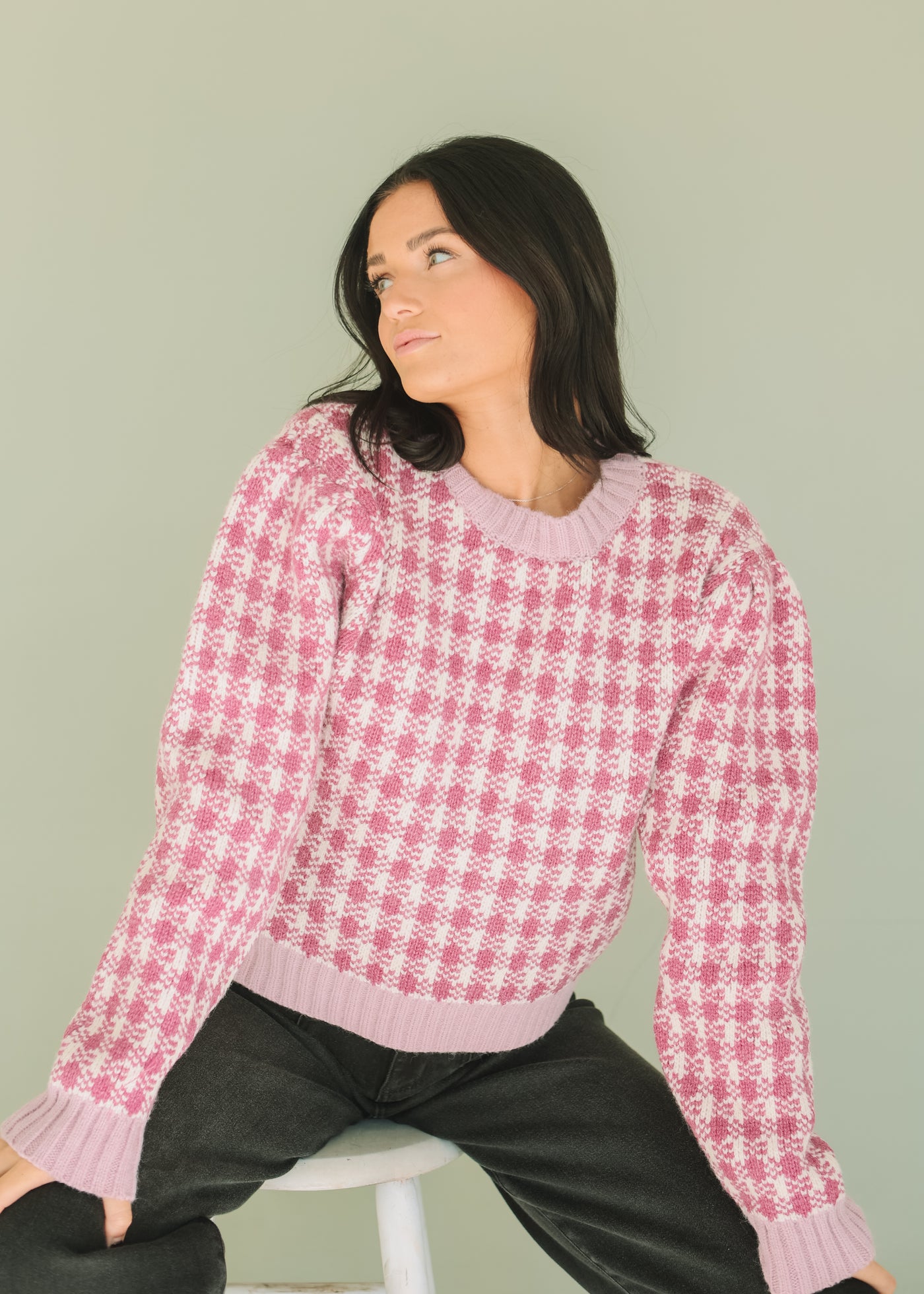 Clueless Orchid Check Pattern Sweater - FINAL FEW - FINAL SALE