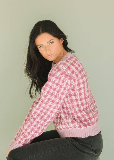 Clueless Orchid Check Pattern Sweater - FINAL FEW - FINAL SALE