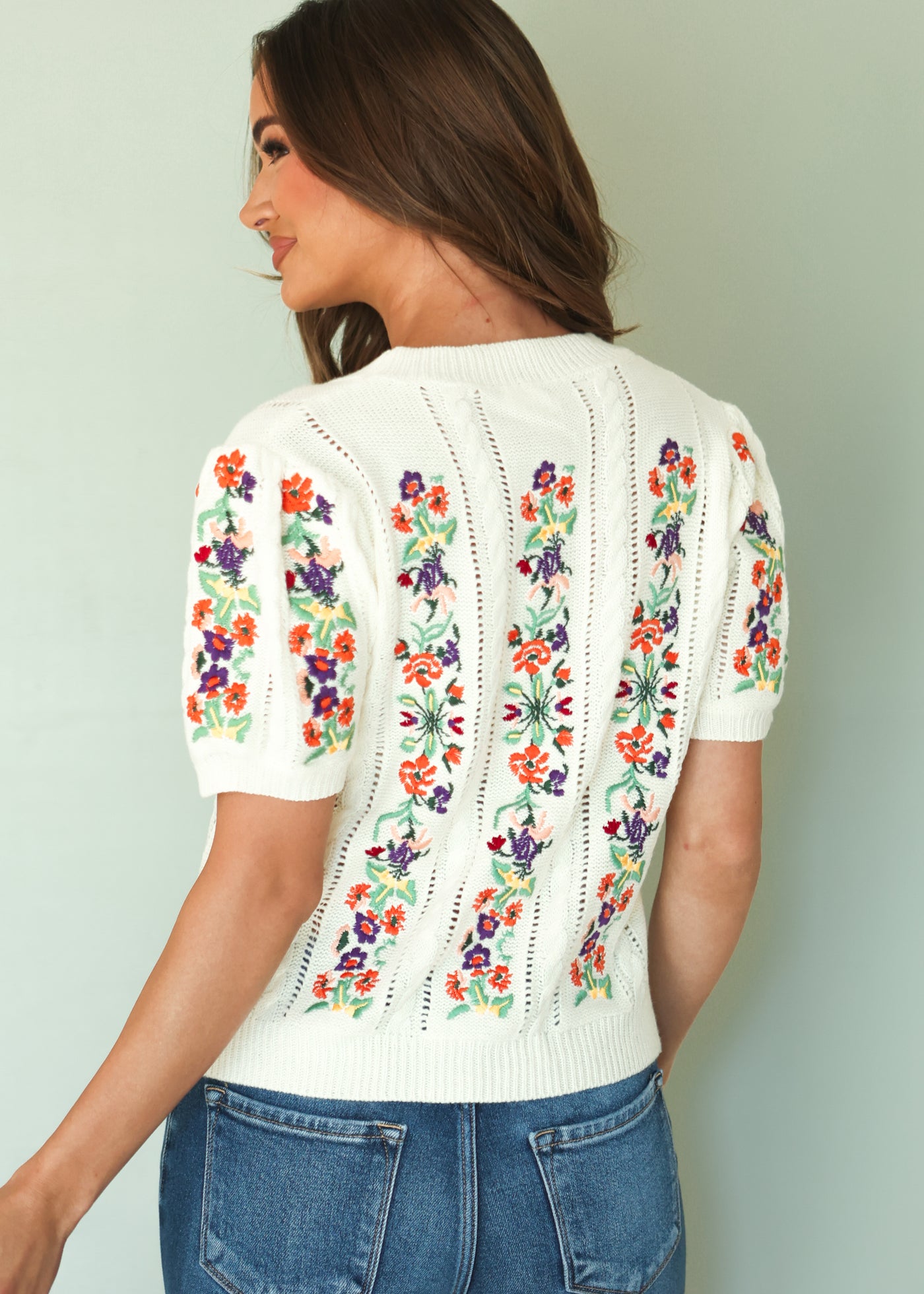 Virginia Flower Embroidered Top - Restocked