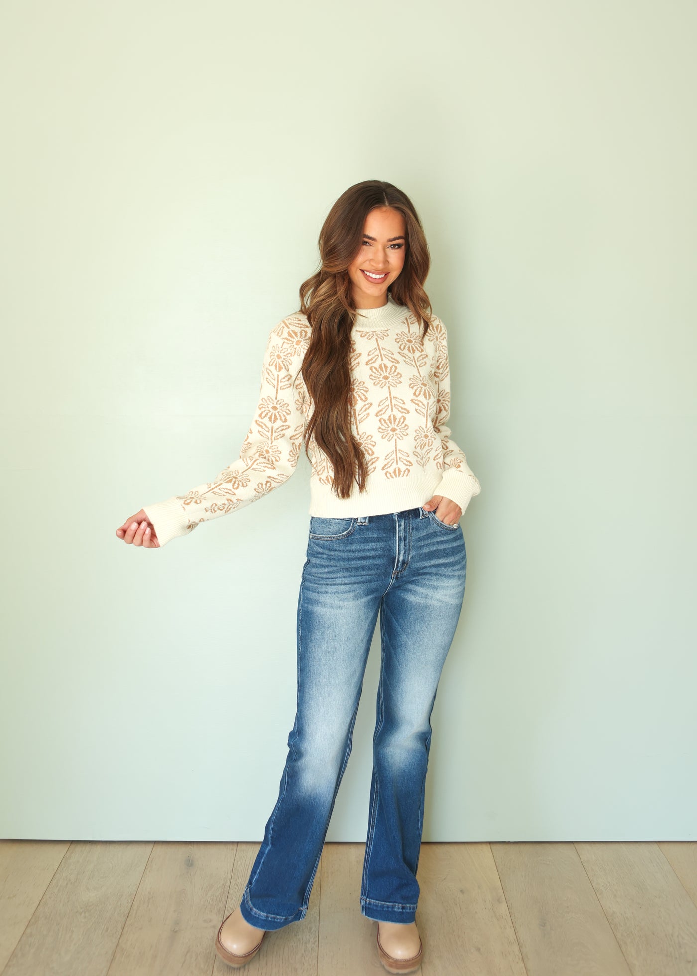 Billie Cream Flower Sweater - FINAL FEW -