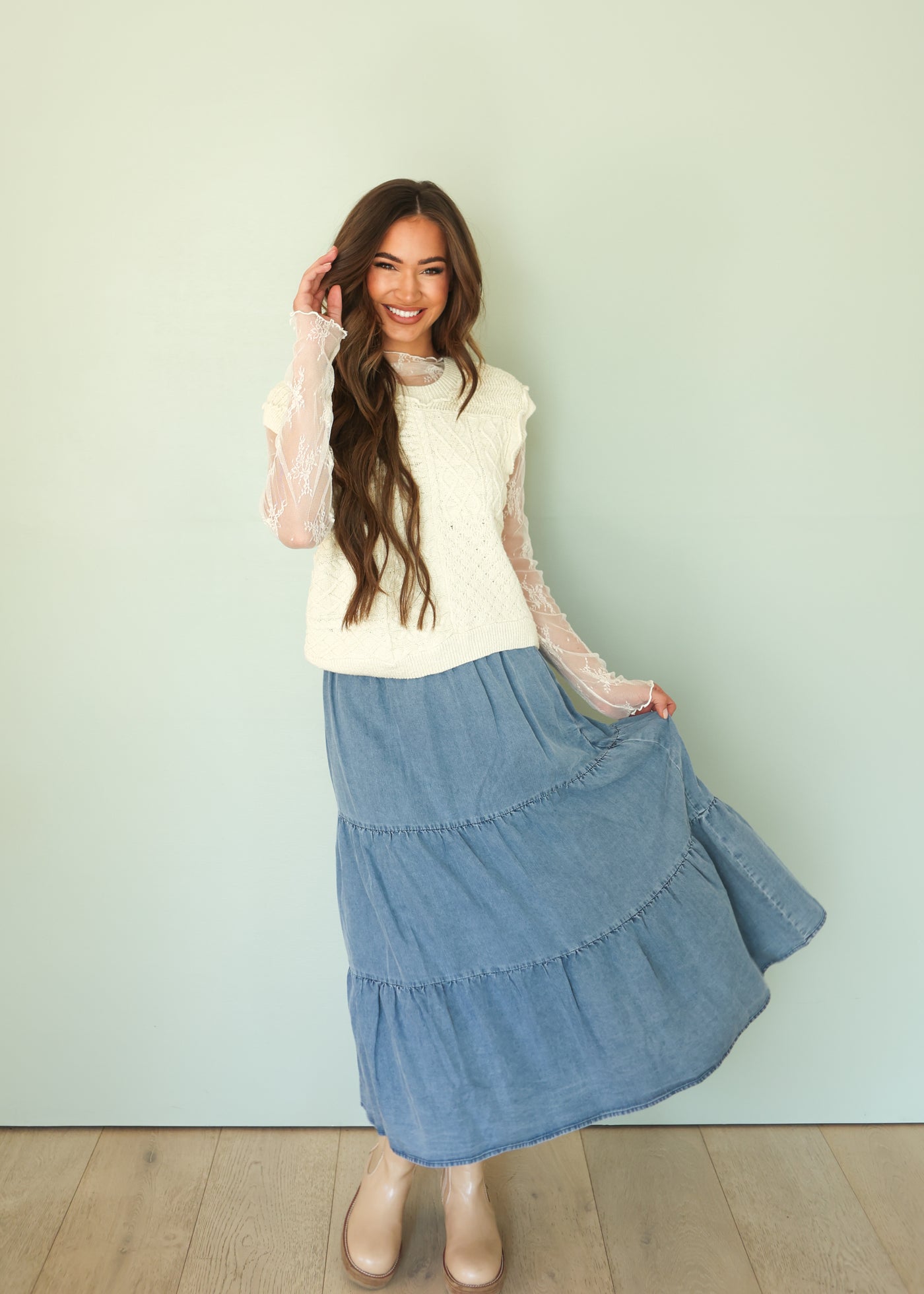 Ellie Chambray Denim Skirt