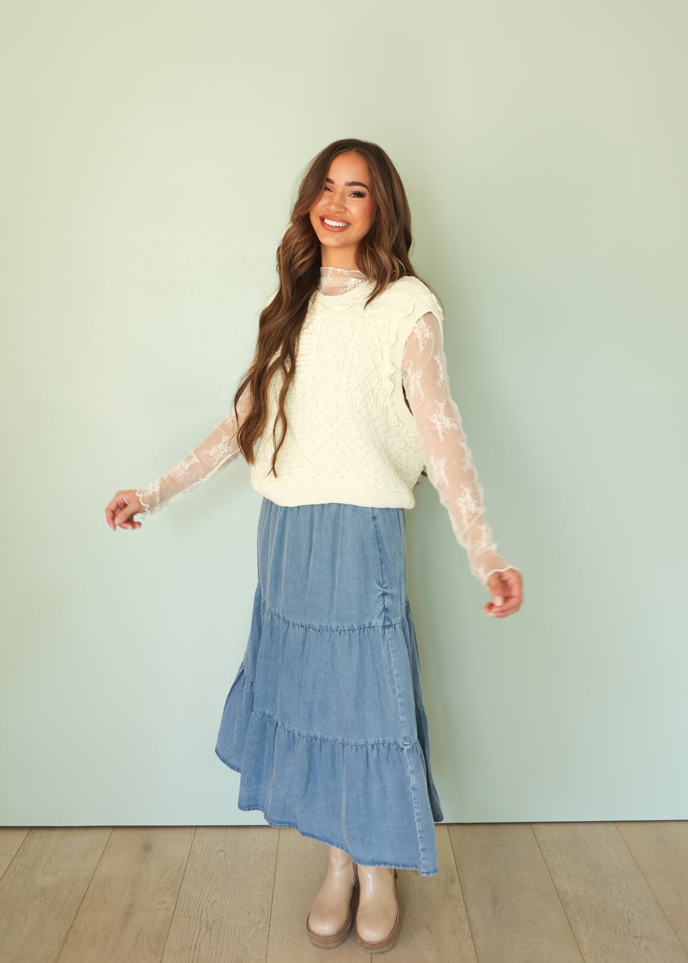 Ellie Chambray Denim Skirt