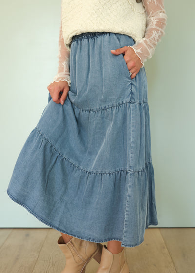 Ellie Chambray Denim Skirt