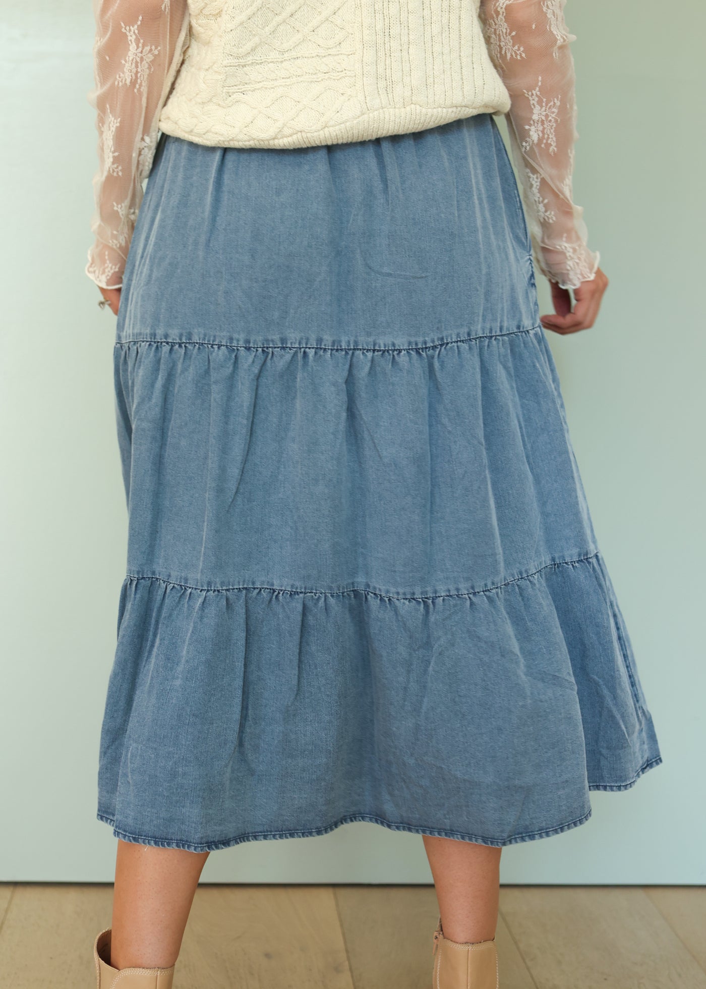 Ellie Chambray Denim Skirt