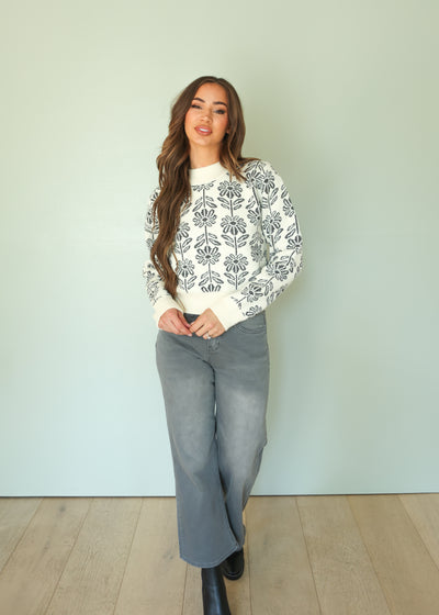 Billie Black Floral Sweater - FINAL FEW -