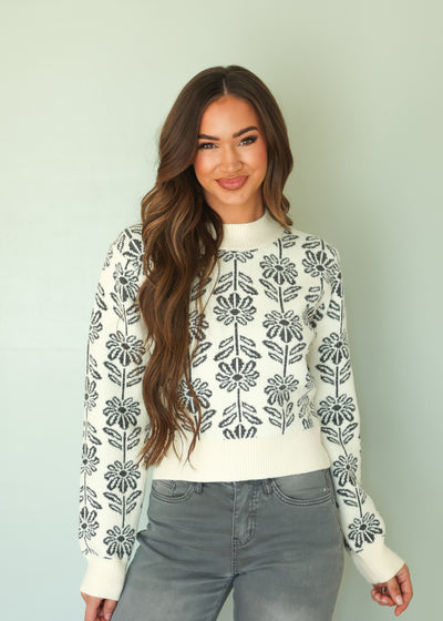 Billie Black Floral Sweater - FINAL FEW -