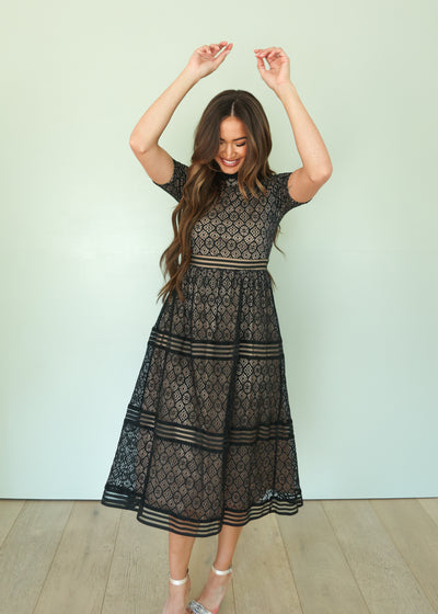 Paris Black/Nude Lace Dress - FINAL FEW - FINAL SALE