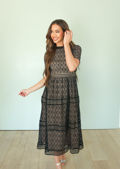 Paris Black/Nude Lace Dress - FINAL FEW - FINAL SALE