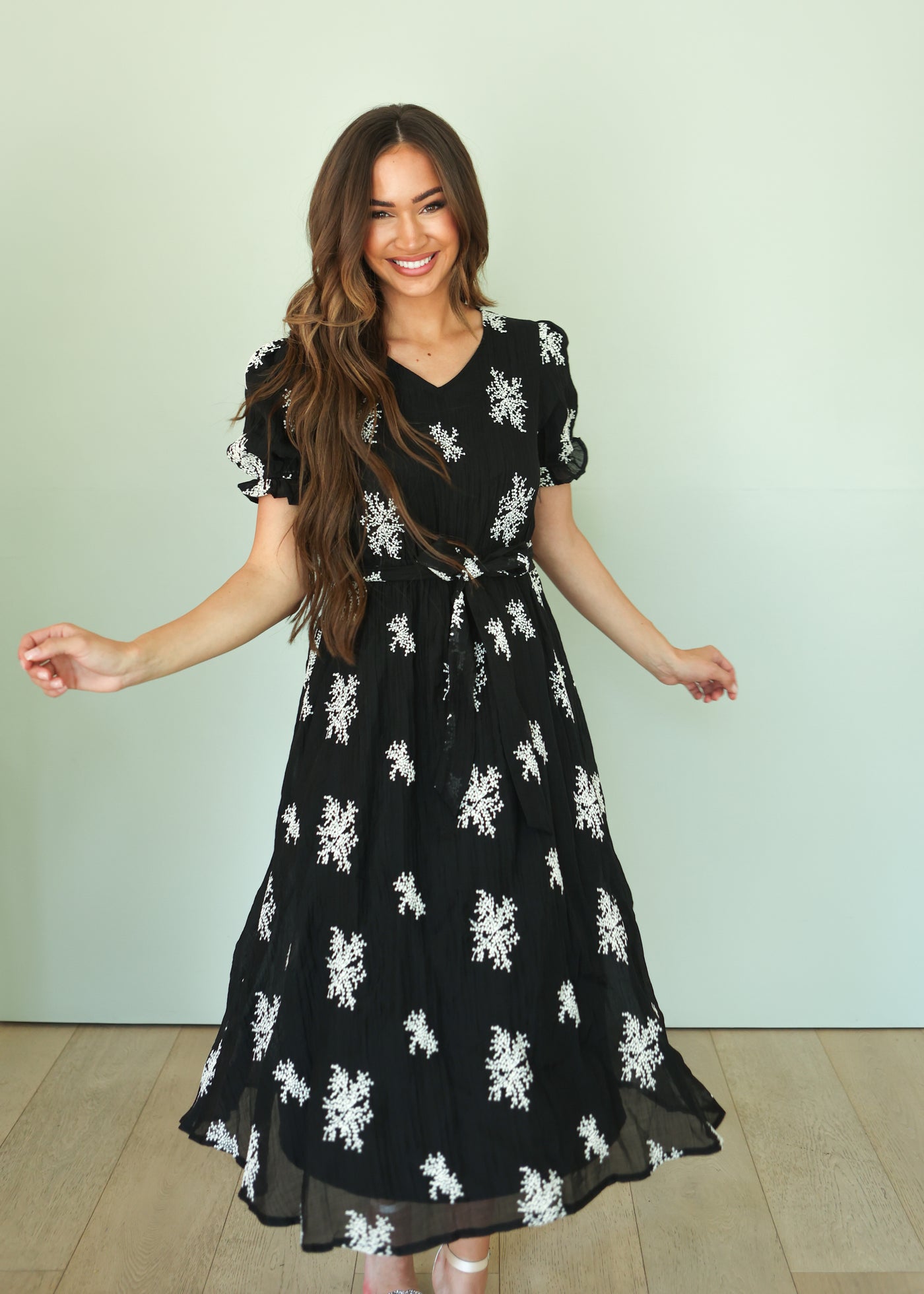 Tabitha Black Embroidered Dress