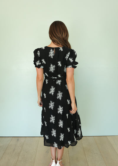 Tabitha Black Embroidered Dress