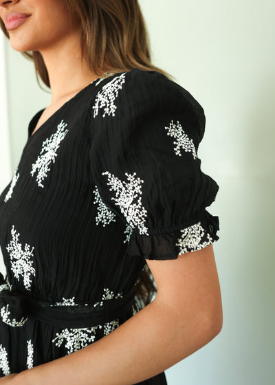 Tabitha Black Embroidered Dress