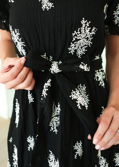 Tabitha Black Embroidered Dress