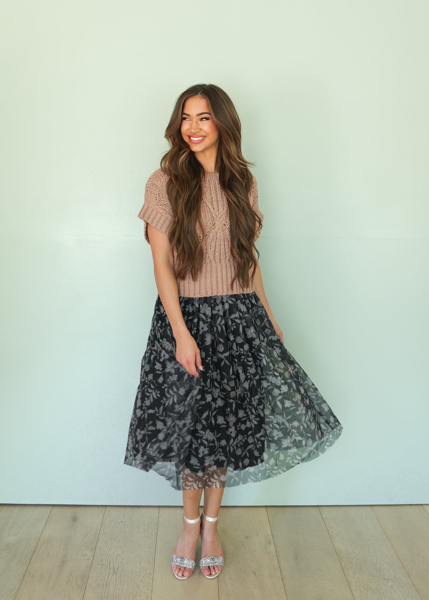 Blooming Orchid Black Floral Skirt - Final Few