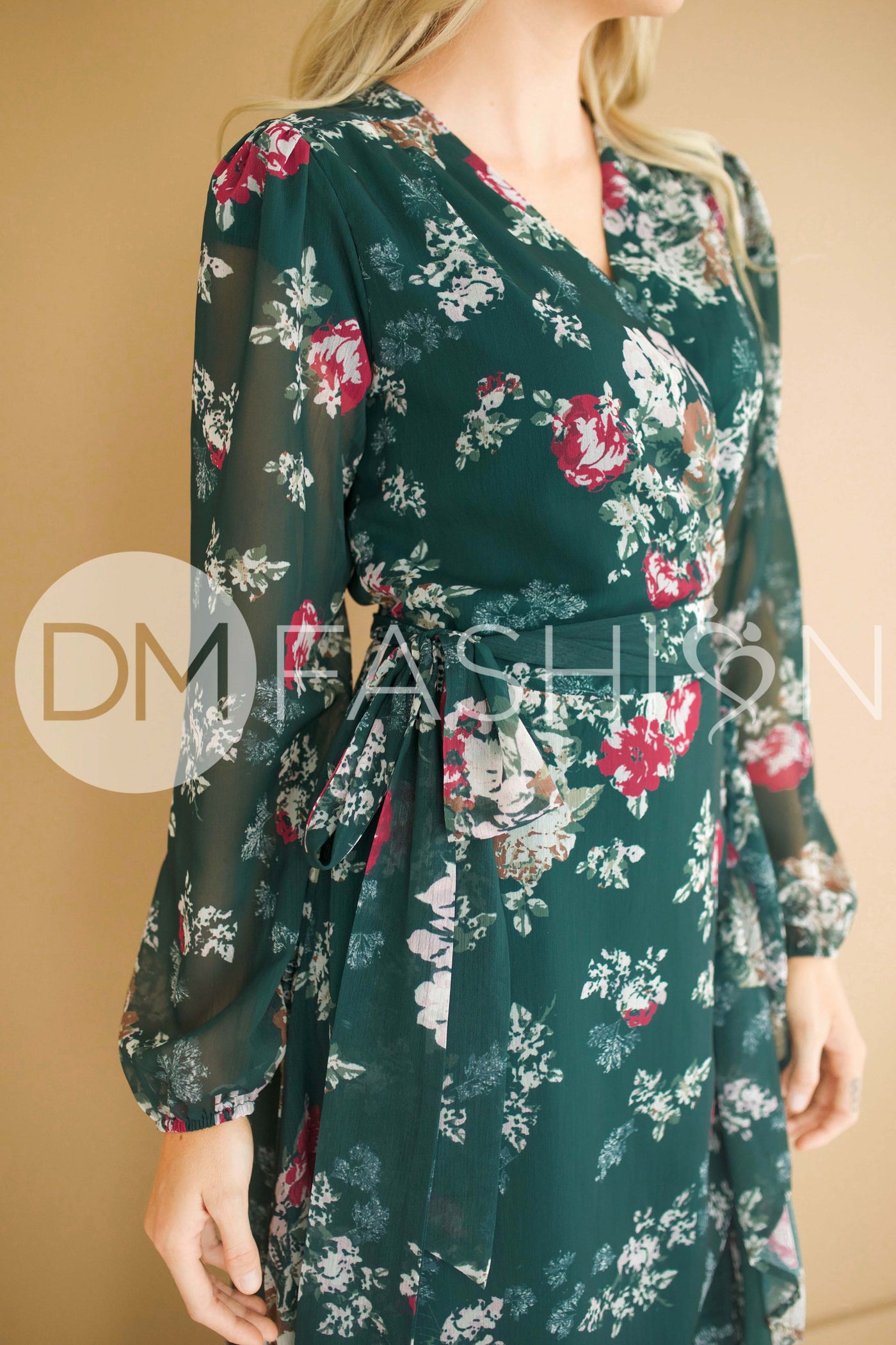 Melanee Pine Floral Wrap Dress - DM Exclusive - Maternity Friendly - Nursing Friendly - Restocked