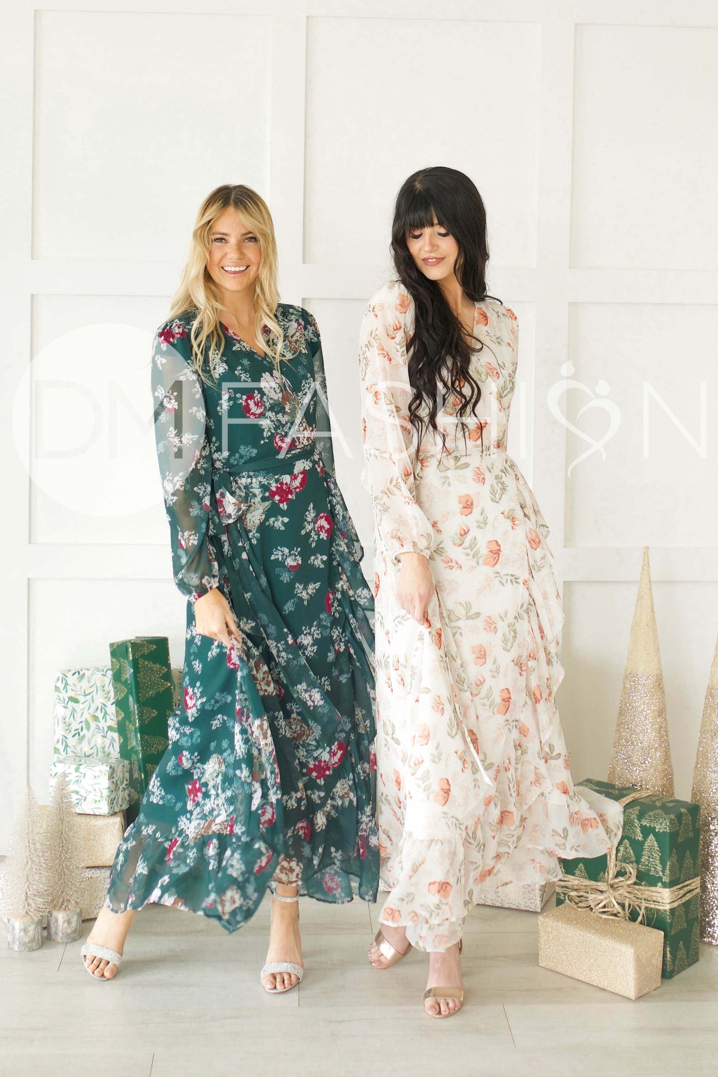 Melanee Pine Floral Wrap Dress - DM Exclusive - Maternity Friendly - Nursing Friendly - Restocked