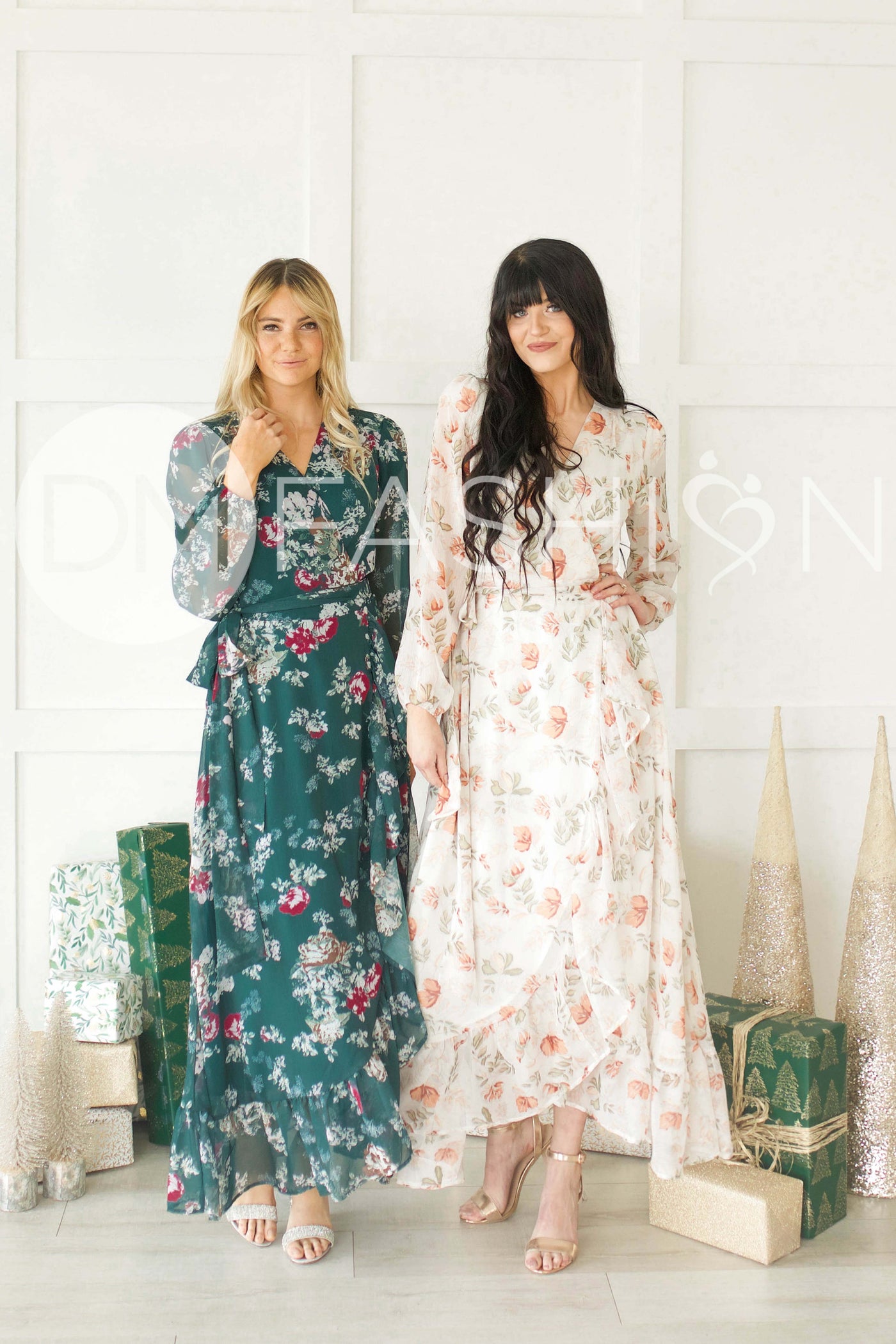 Melanee Pine Floral Wrap Dress - DM Exclusive - Maternity Friendly - Nursing Friendly - Restocked