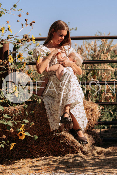 Clementine Bordeaux Arbor Floral Dress - DM Exclusive - Maternity Friendly - Nursing Friendly