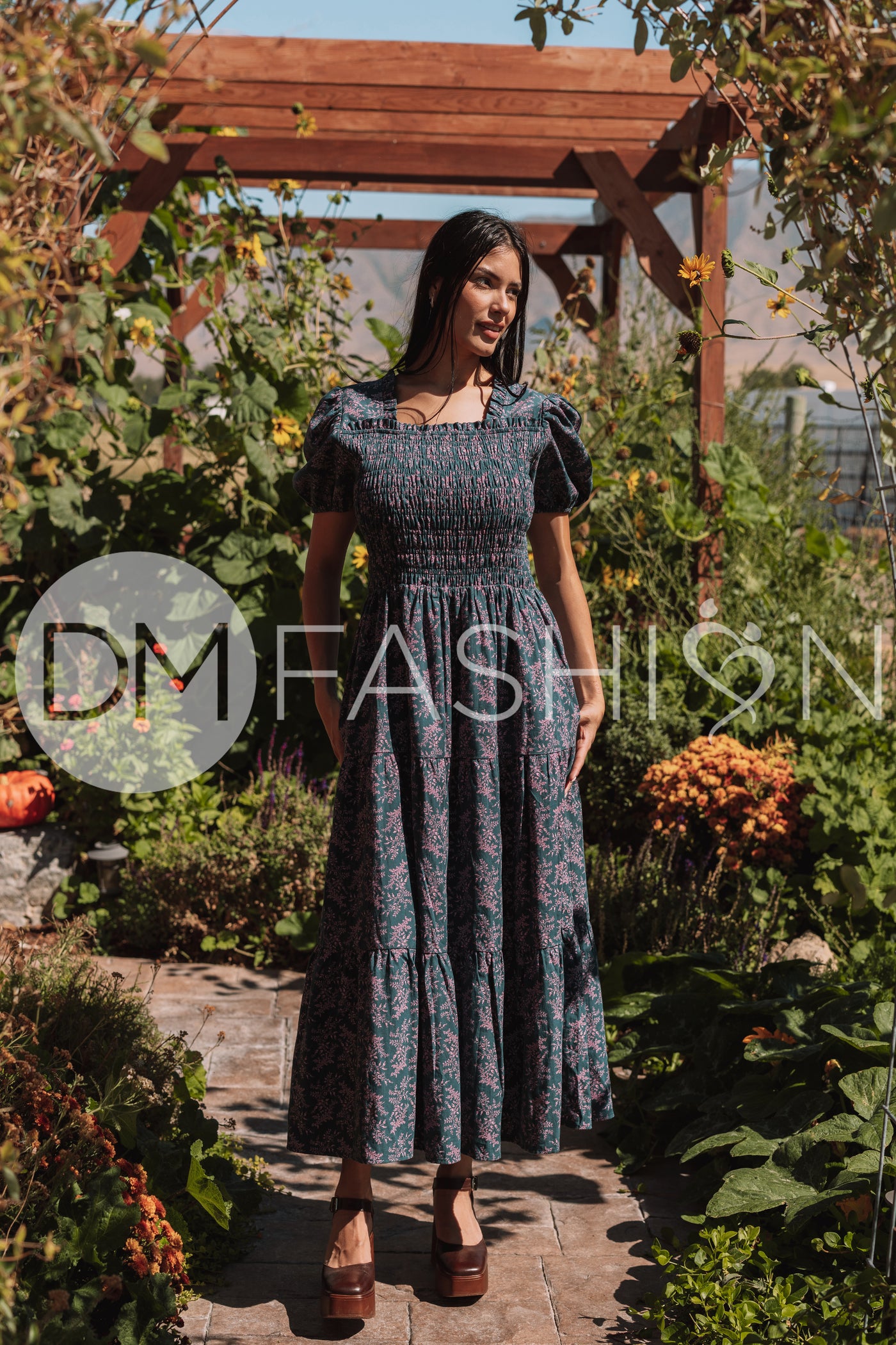 Cynthia Teal & Lilac Floral Dress - DM Exclusive - Maternity Friendly