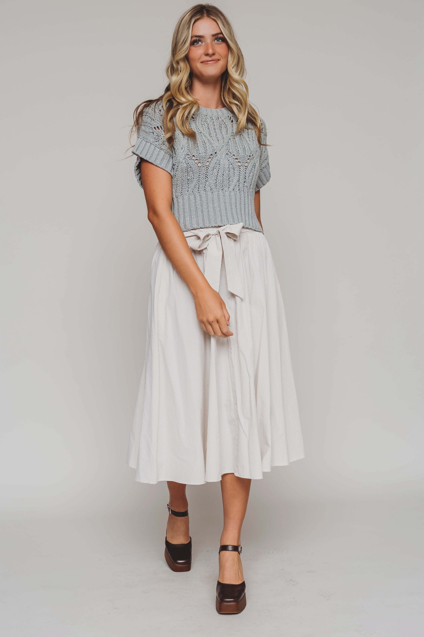 Aussie Tan Stripe Midi Skirt